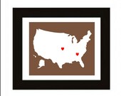 home is where the heart is - UNITED STATES - custom location heart map art print