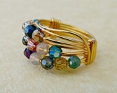 Swarovski Jubilee Wire Wrapped Ring - 24K Gold Plated Wire