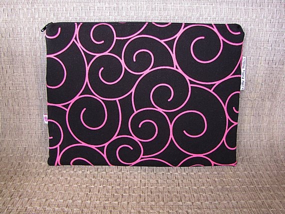 iPad Sleeve - Swirls Hot Pink/Black