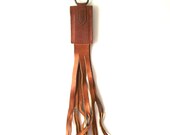 vintage brown leather keychain brass ring fringe tassel whip rugged rustic motorcycle rocker accessories accessory unisex