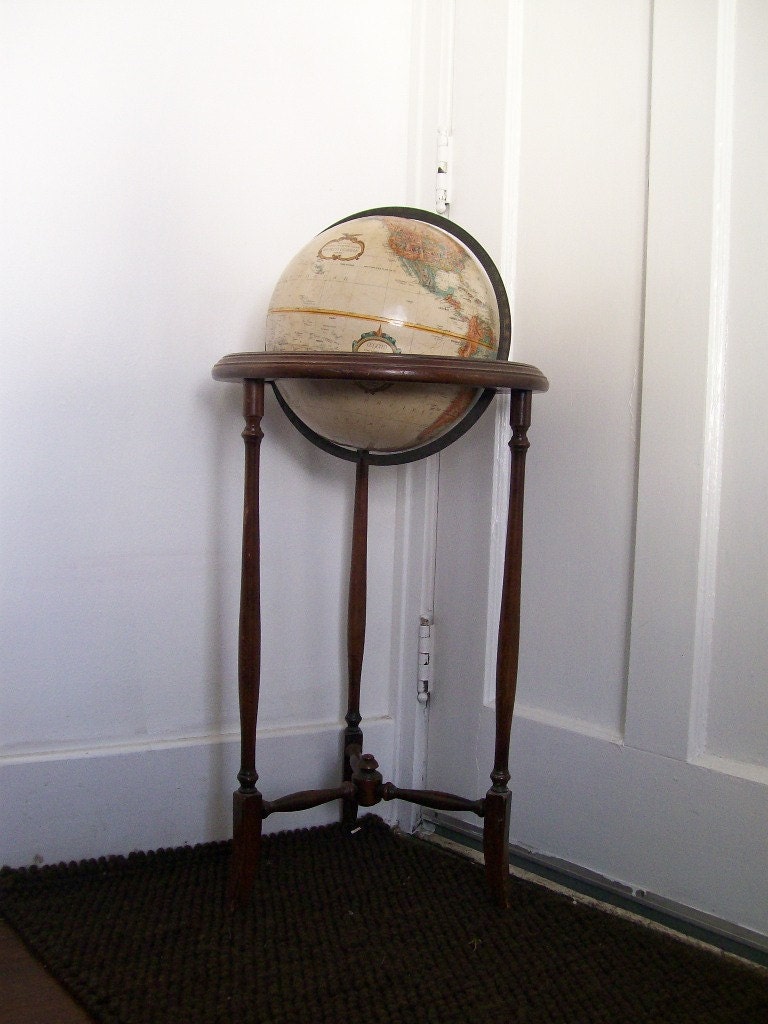 vintage replogle standing globe sephia wood world classic series decorative home decor pedestal