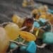 Multi Strand Necklace Yellow Sky Blue Teal Turquoise Jewelry Beach Style Necklace Blue Honey Baltic Amber Sea Finds Summer Fashion Jewelry