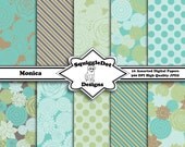 Digital Printable Scrapbook Paper for Cards, Crafts, Baby Showers and Art  Set of 10 - Monica - Instant Download