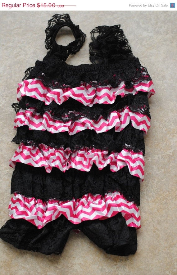 MEMORIAL DAY SALE Lace Baby Romper - Chevron