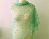 Hand knitted  merino and silk  cobweb lace shawl with nupps