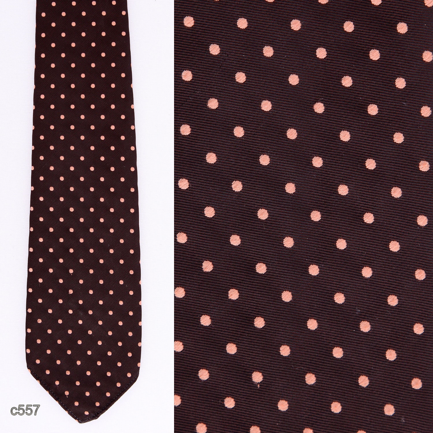 Vintage 1960s Polka Dot Tie / Brown and Pink Retro Tie