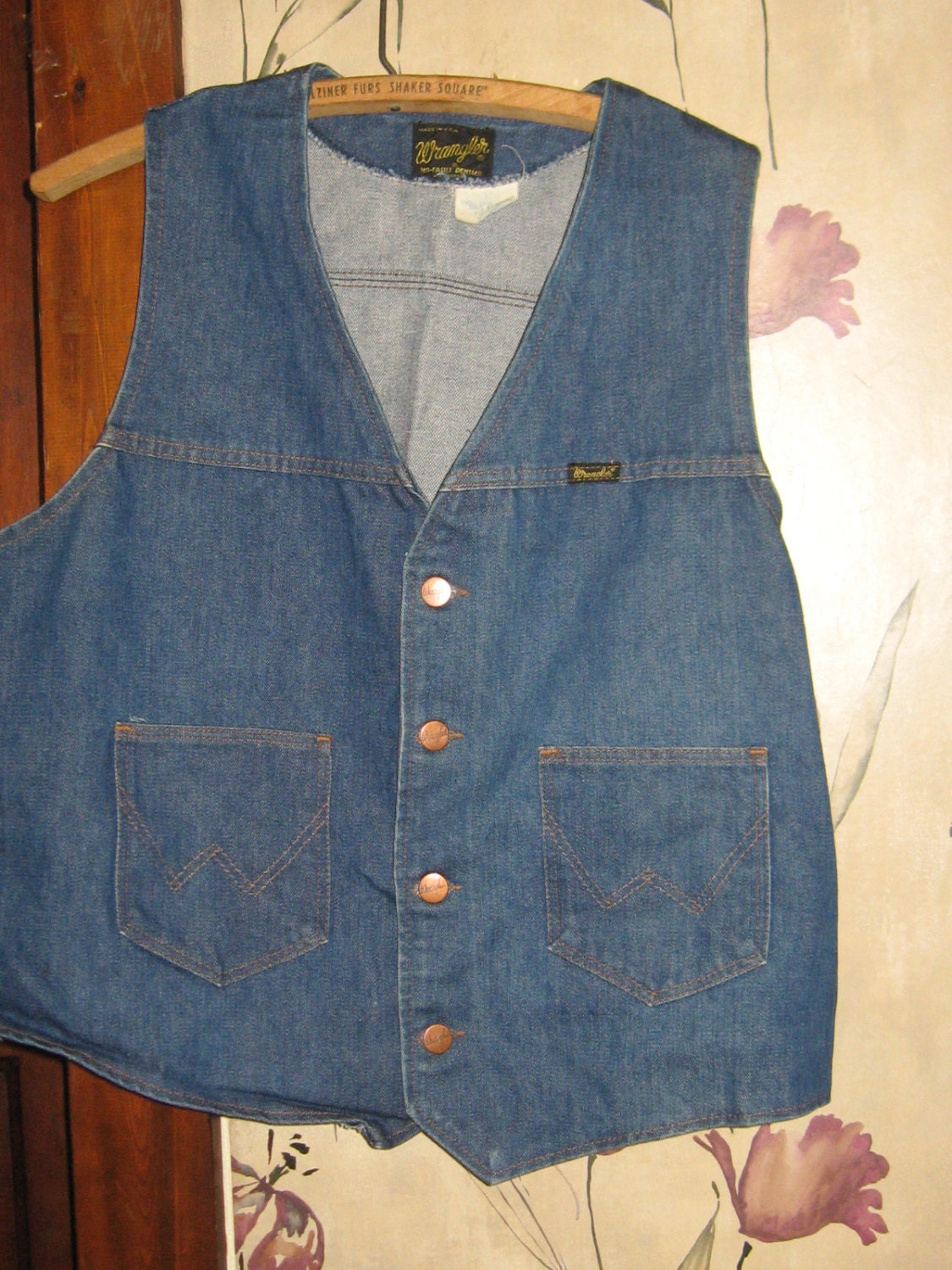 Vintage Wrangler Denim Vest : 70s Denim Jacket Vest - Men's sz xlarge