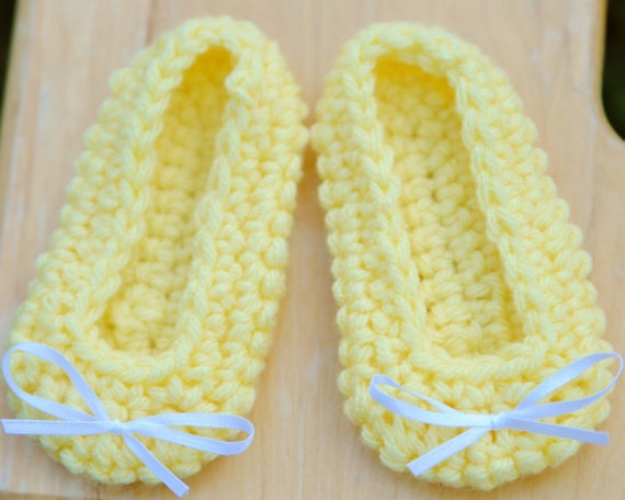 Yellow Baby Girl Booties Newborn Shoes Infant Ballet Flats Slippers Easter Shower Gift Take home Photo prop Baptism Christening