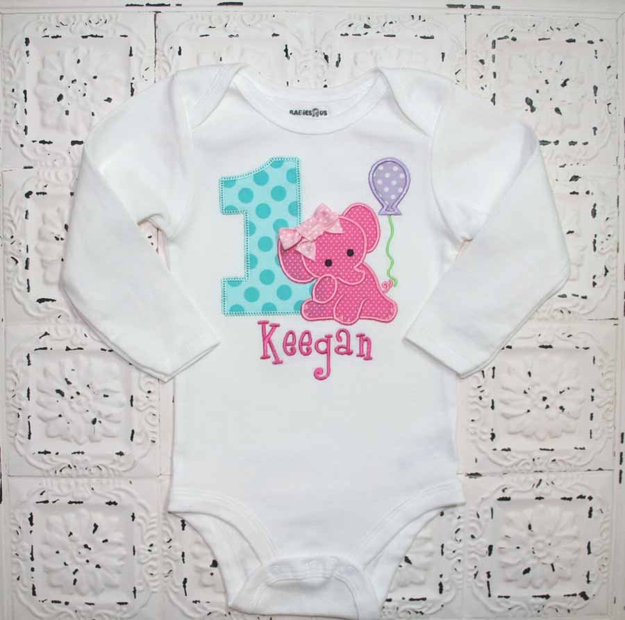 M2M Dotted Elephant Birthday Shirt, Safari Friends--FREE PERSONALIZATION-Any Number Available, Noah's Ark