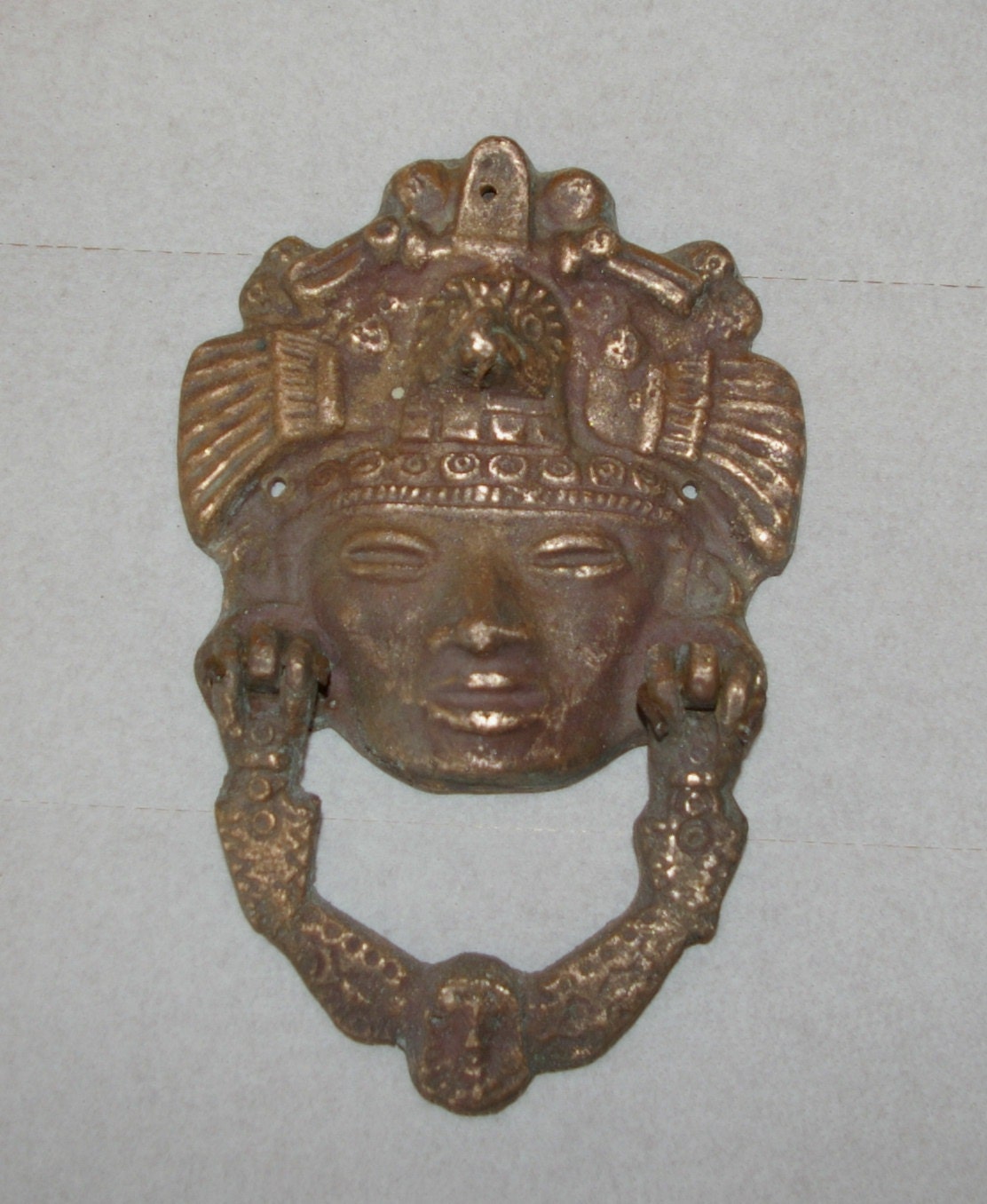 Antique Mayan Door Knocker Large and Heavy San Miguel de Allende c 1900s RARE Find