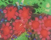 Mothers Day, Greeting or Note card- Shade Garden- abstract from original collage, embellished