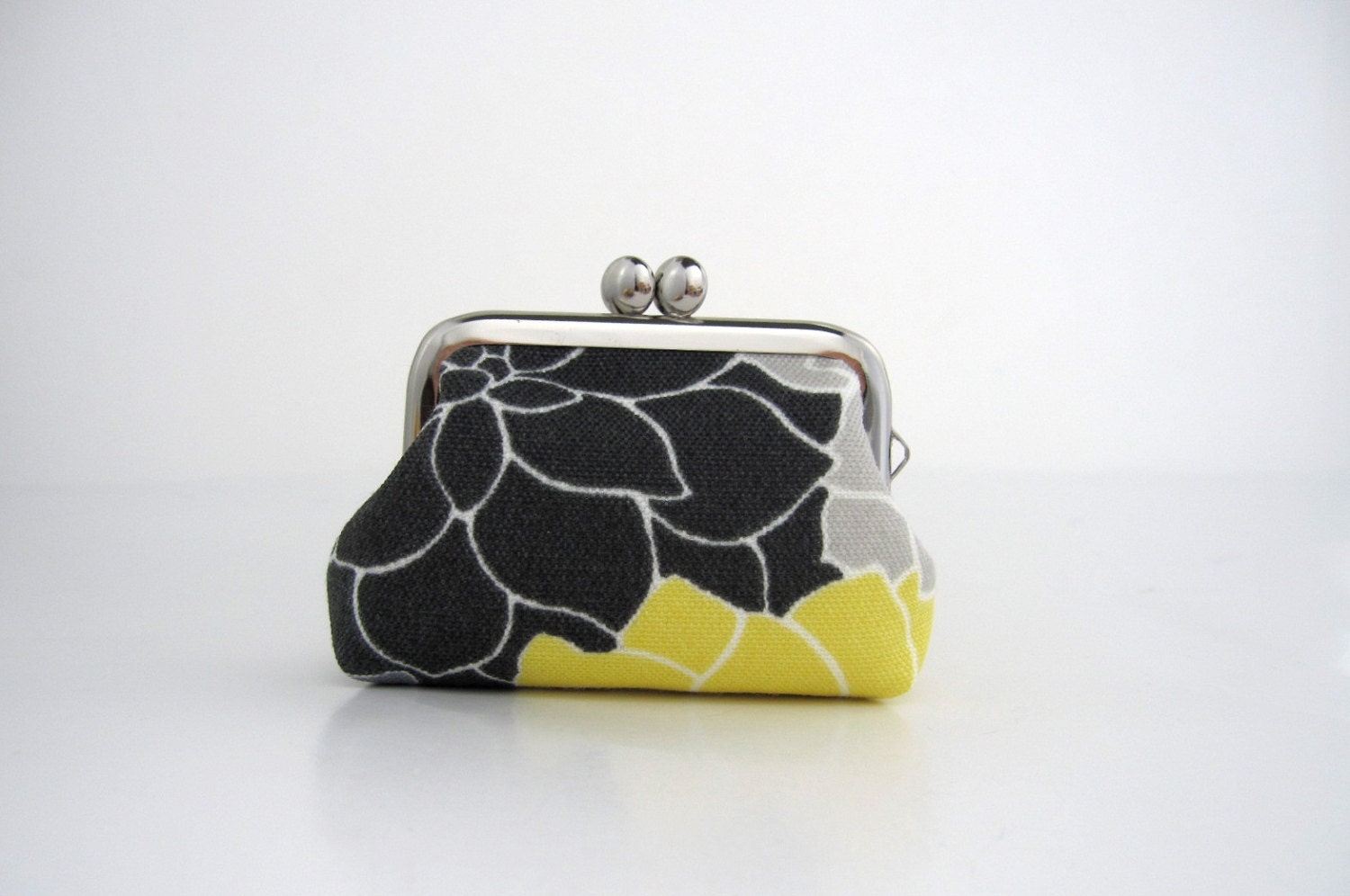 Frame Coin Purse-mini jewelry case with ring pillow -black yellow dahlia