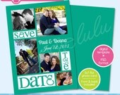 Printable Save The Date 2013 5x7 / Emerald / Mint Green Yellow / Digital Photo Card Template (Photoshop) PSD from DOODLELULU by 2 june bugs Il_170x135