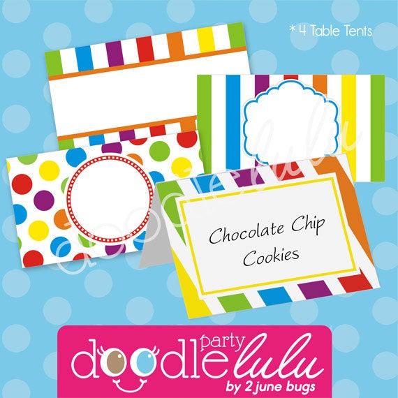 INSTANT DOWNLOAD DIY Party Decorations Rainbow Printable Folded Table Tent Cards - Design from Doodlelulu by 2 june bugs Il_170x135