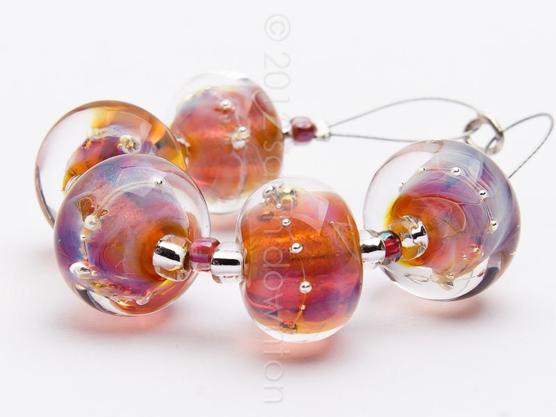 Pale Sunrise Sparkle - Handmade Lampwork Glass Beads by Sarah Downton