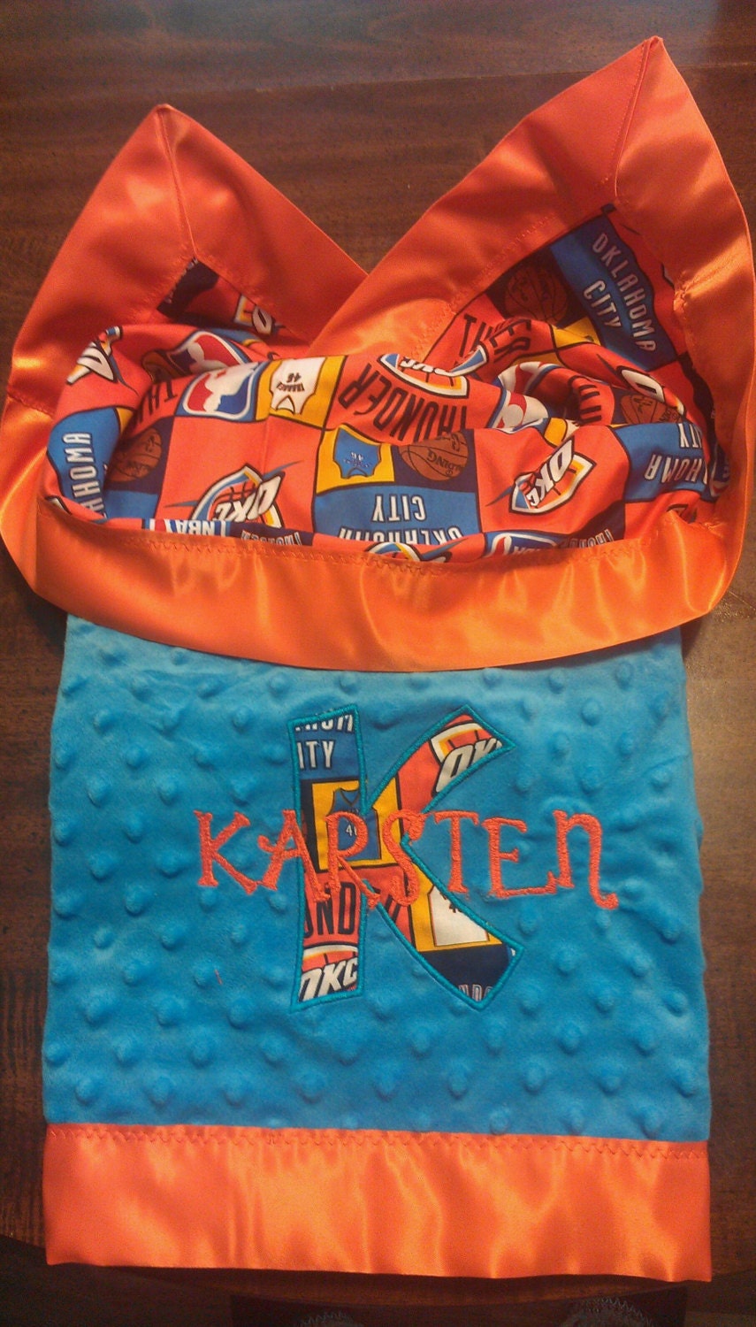 Oklahoma City Thunder Minky Baby Blanket with Name