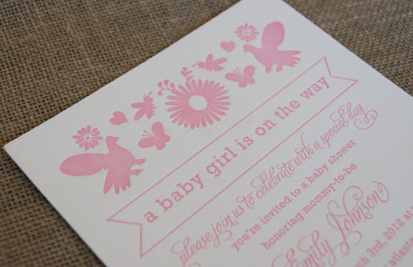 50 Letterpress Baby Shower Invitations