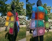 Crochet Cardigan - Lacy Granny Square With Flower Center