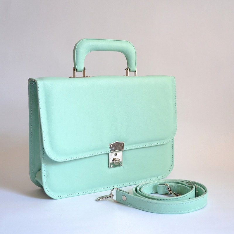 Mini briefcase leather bag (Handmade to order)