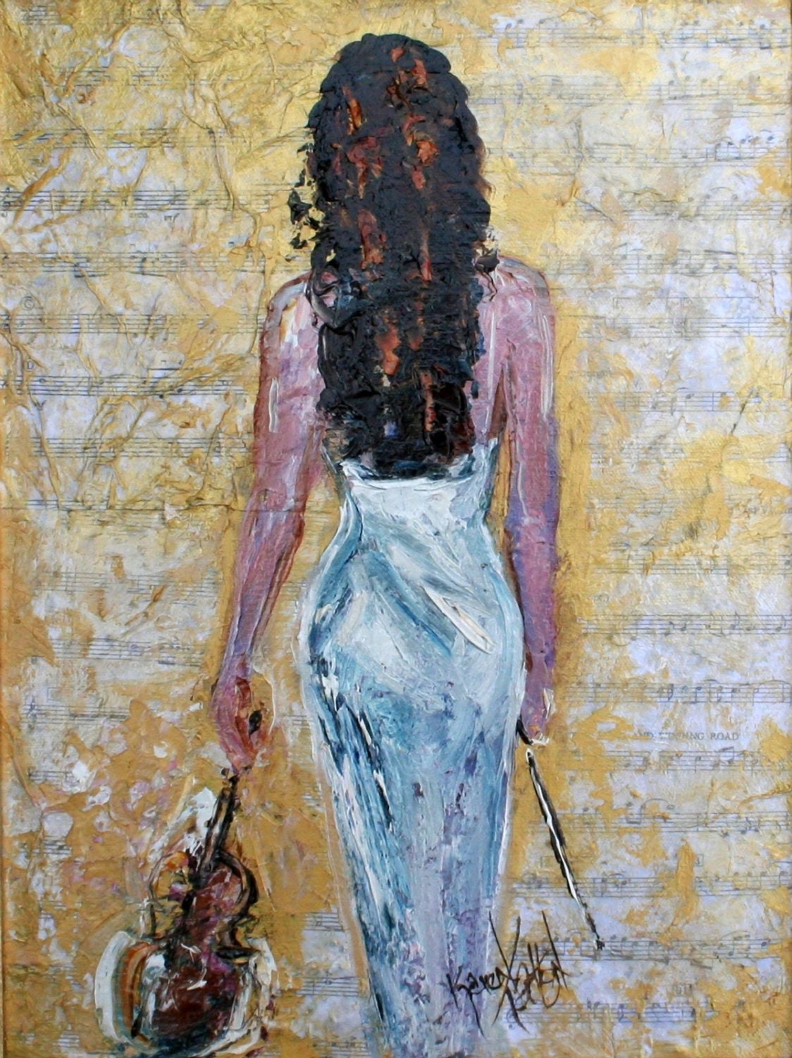Violin Inspiration 18" x 24" Gallery Quality Giclee Print on Museum Archival canvas of Original painting by Karen Tarlton fine art