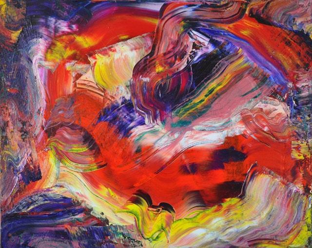 I Jumped Into the Big Yes, Bright Colorful Abstract Painting and Prints