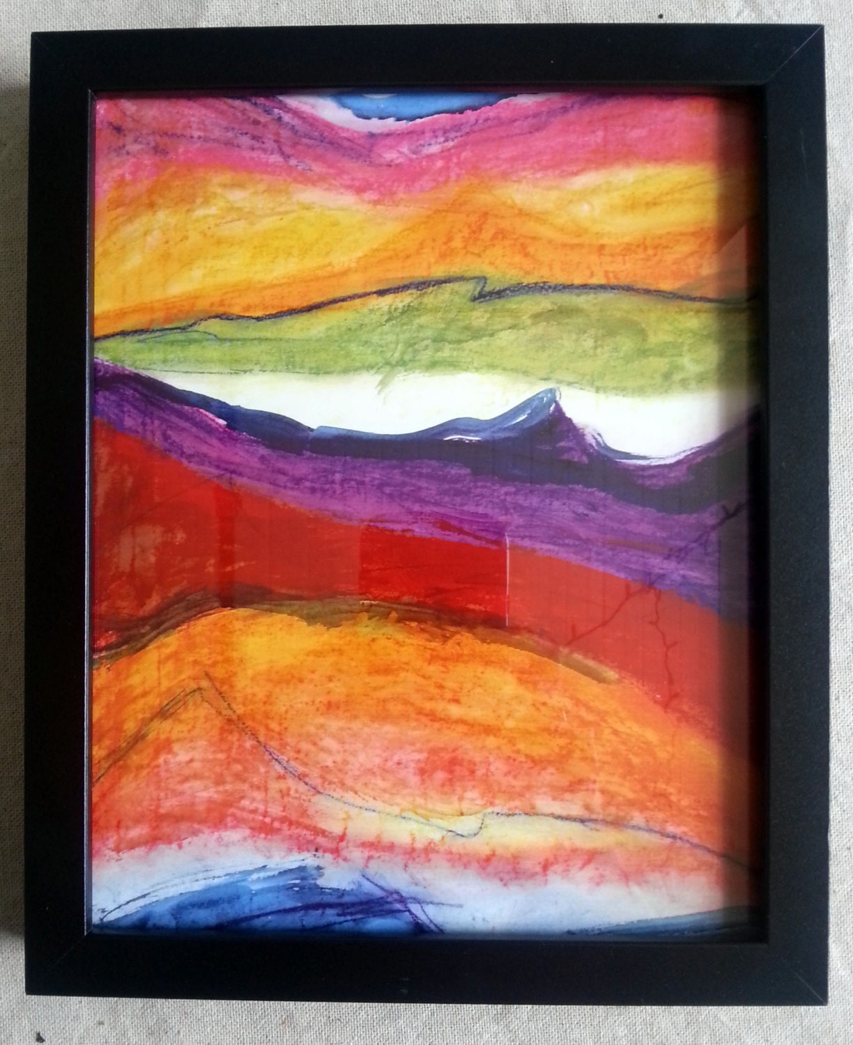 Abstract Colorful Landscape Drawing Framed Print