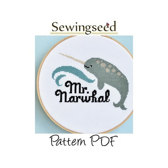 Narwhal Cross Stitch Pattern, INSTANT DOWNLOAD