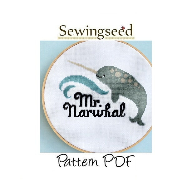 Narwhal Cross Stitch Pattern, INSTANT DOWNLOAD