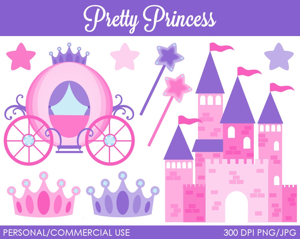 Pretty Princess Clipart - Digital Clip Art Graphics for Personal or Commercial Use