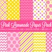 Pink Lemonade Digital Printable Paper Pack - For Commercial or Personal Use