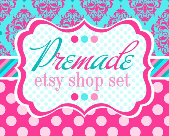Hot Pink and Blue Damask and Polkadots - Mini Shop Set Il_170x135