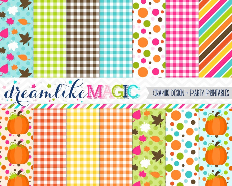 Sweet Fall Hues with Leaves and Pumpkins -Digital Paper Pack for Personal or Commercial Use Il_170x135