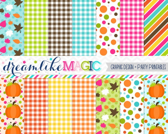 Sweet Fall Hues with Leaves and Pumpkins -Digital Paper Pack for Personal or Commercial Use Il_570xn