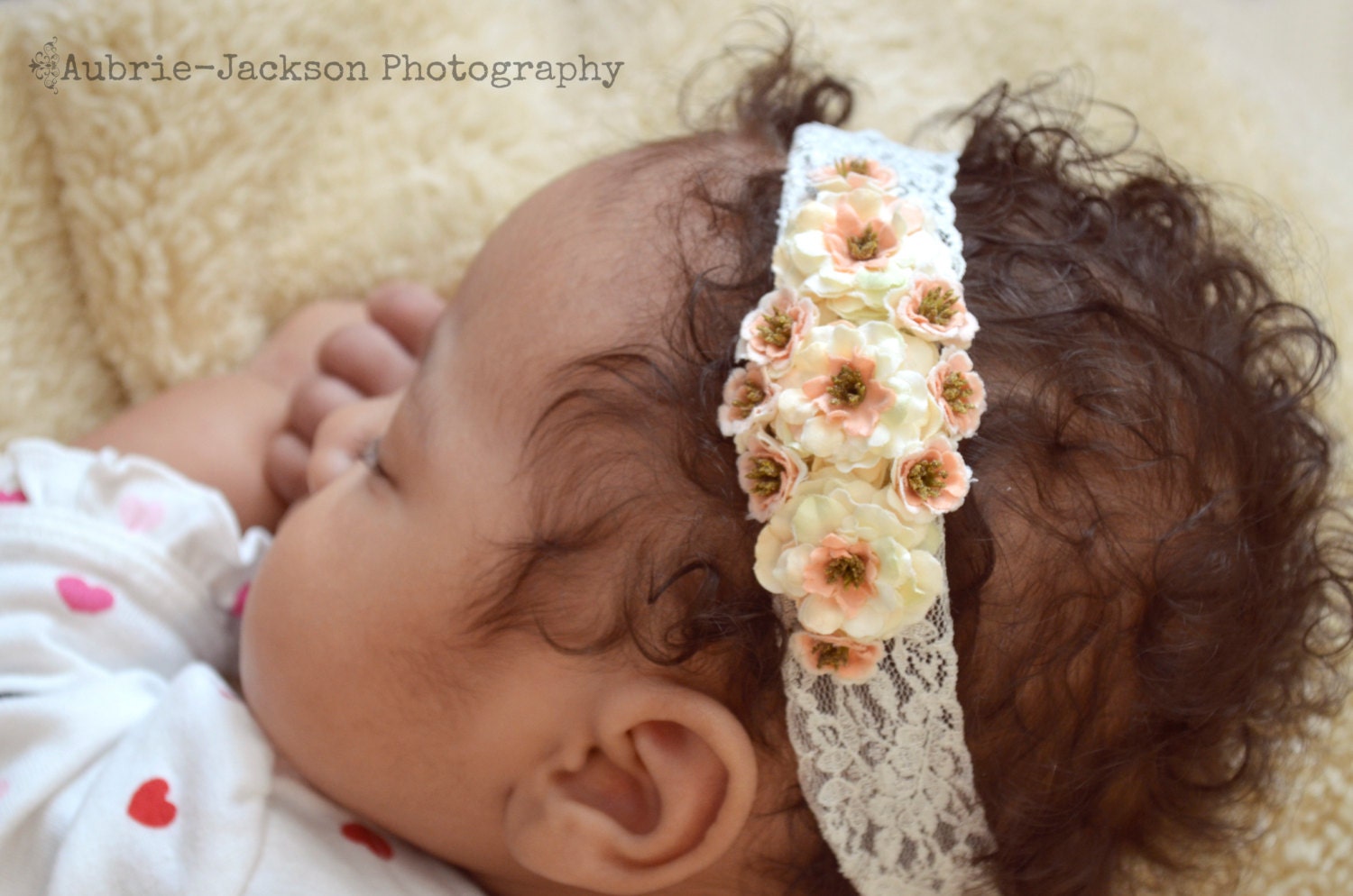 Flowers and Lace Headband...Cream Headband...Newborn Headband...Flower Crown...Flower Girl Headband...Shabby Chic Headband...