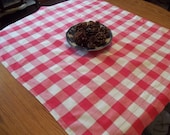 Vtg Plaid Tablecloth, Red and White, Farmhouse Kitchen