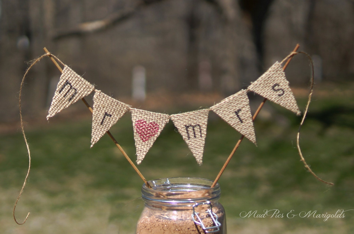 Wedding Cake Topper CUSTOM MR MRS wedding cake banner with chevron heart
