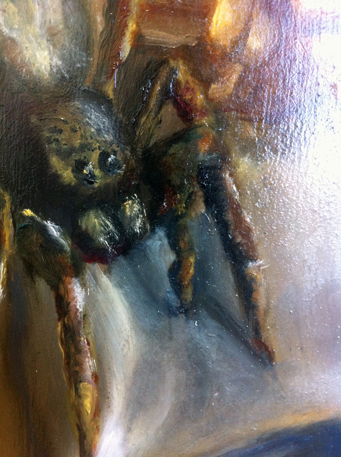 Vanitas I - Original Oil Painting on Skateboard Deck with Skull and Spider