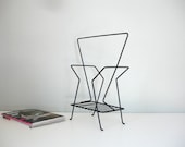 vintage mid century black wire magazine rack