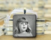 SALE Photo Pendant necklace - Personalized - 1 inch glass square tile