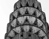 Art Deco Decor, Chrysler Bulding - NY Arhictectural detail - black and white photography of New York City,  Modern 12x12