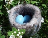 Felted Wool Bird Nest with Paper Mache Eggs
