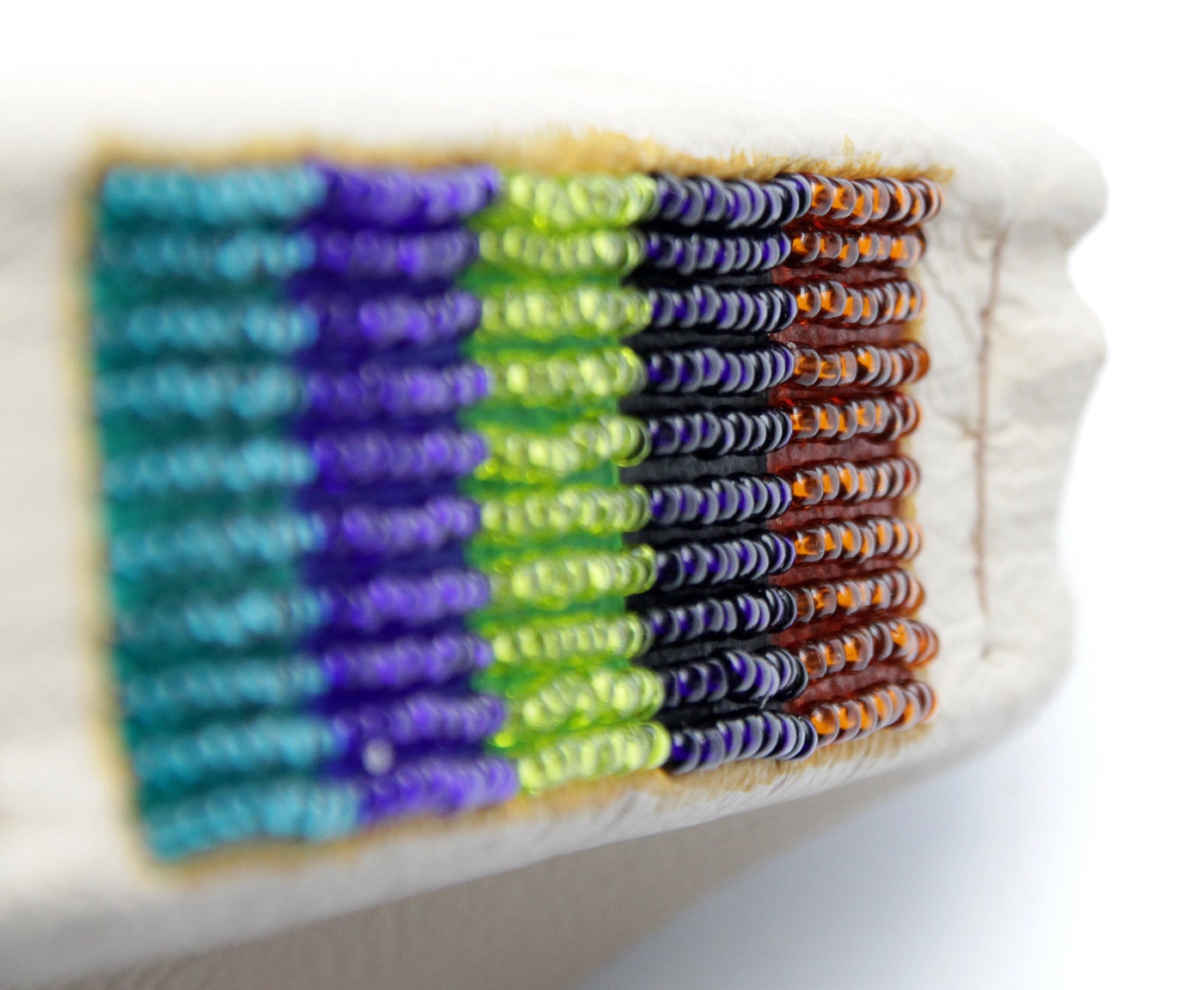 Beaded Leather Journal, handbound colorful Sketchbook