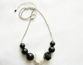 SUMMER SALE Black and White Geometric Necklace - handmade geometric jewelry - Rare Diamonds Collection