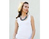 SUMMER SALE Polymer Statement Necklace, Petroleum Green Geometric Necklace, Gem Candy Collection