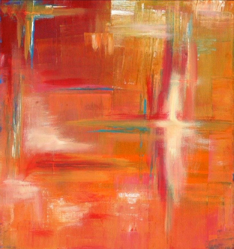 Summer Solstice Large Original Acrylic Abstract 24 x 24 x 1.5  Gallery Wrapped Home Decor