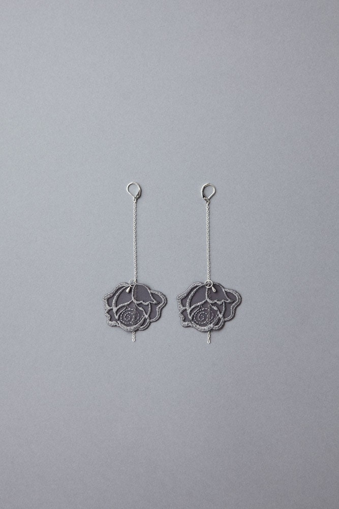 grey roses lace earrings