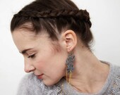 moon grey lace chandelier earrings