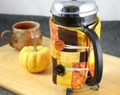 French Press Coffee Cozy in Orange, Brown and Yellow by Nstarstudio