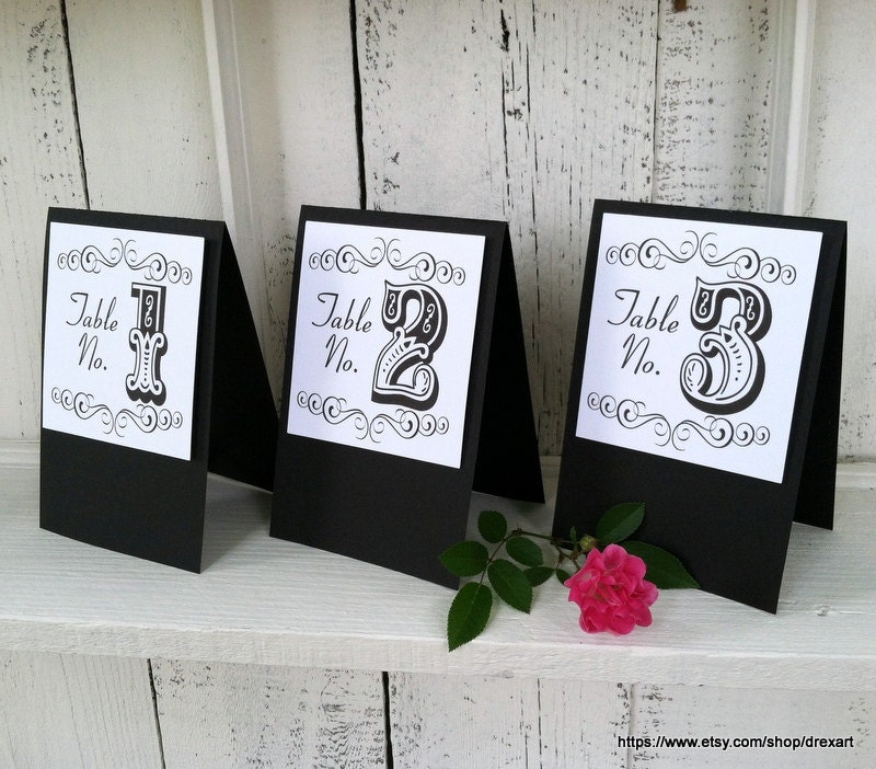 Wedding Table Numbers, Self Standing, Tented Wedding Signs 4 x 6