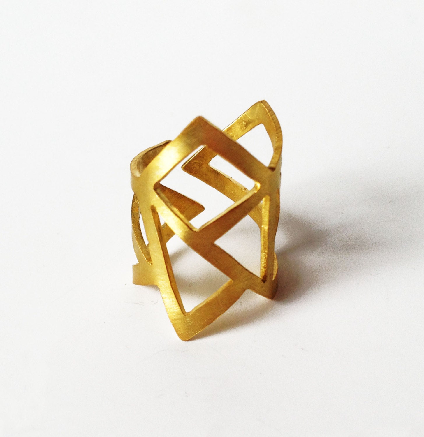 gold ring - 24K gold plated bronze ring -  statement ring - adjustable ring/ Le blog d'awa ETSY